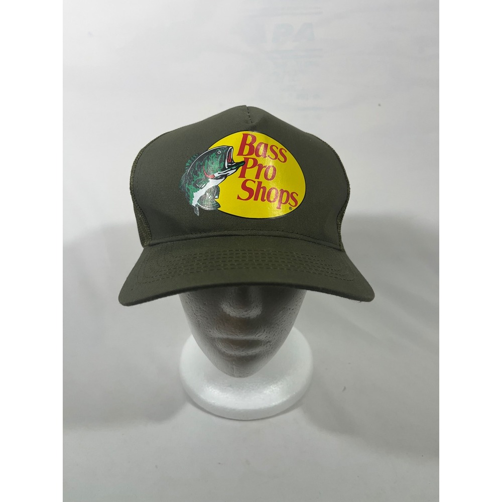 Bass Pro Shops Mesh Trucker Hat‎ Fishing Logo Adjustable Snapback Army Green OS